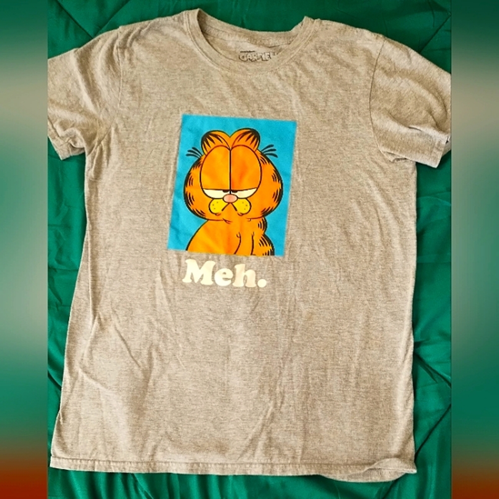 Garfield Women’s Large Meh Graphic Tee Grey